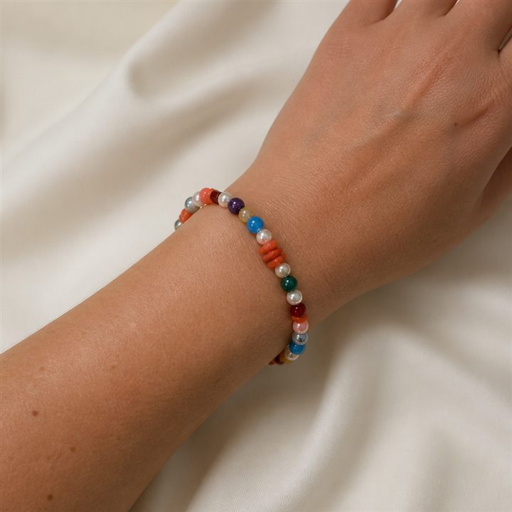 Bracciale con gancio Corallo boho