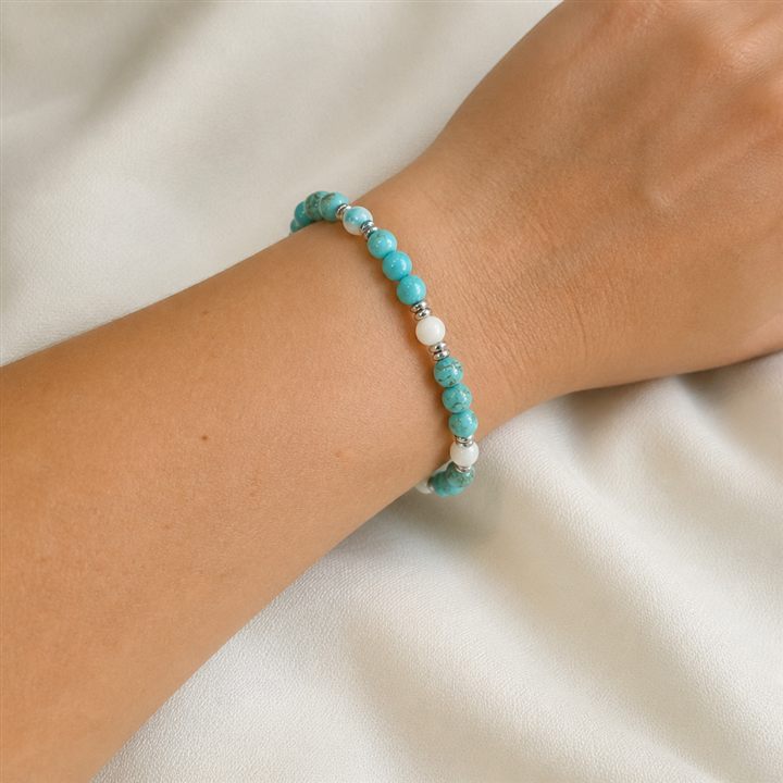 Bracciale a molla Turchese e neve