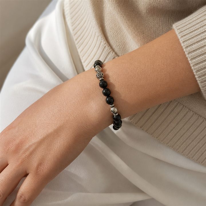 Bracciale a molla Nero lucido