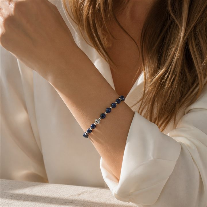 Bracciale a molla Blu notte e argento