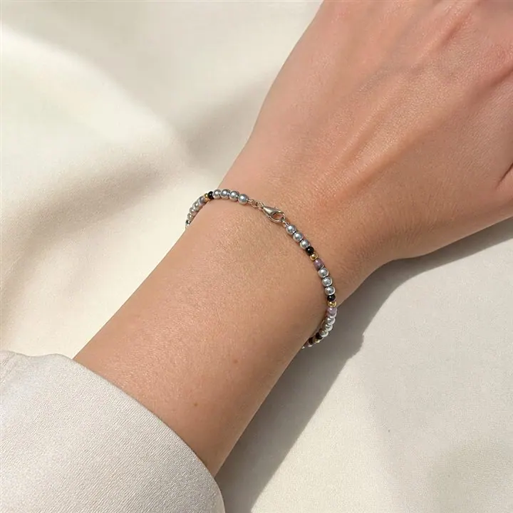 Bracciale LV Gioielli: perline multicolor, chiusura a moschettone color argento