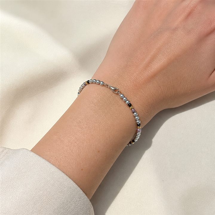 Bracciale con gancio Argento e notte