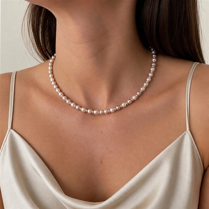 Collana Perle di luna indossata