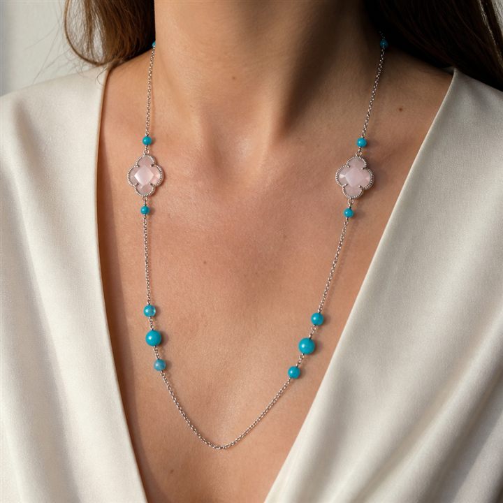 Collana Turchese lunga indossata