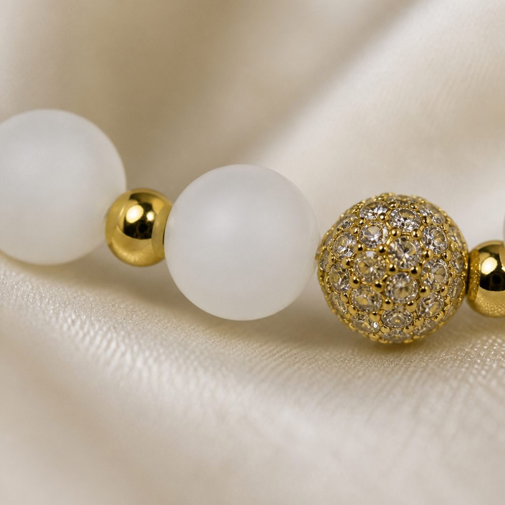 Bracciale a molla Avorio e oro, bianco, oro, foto 3 di 3