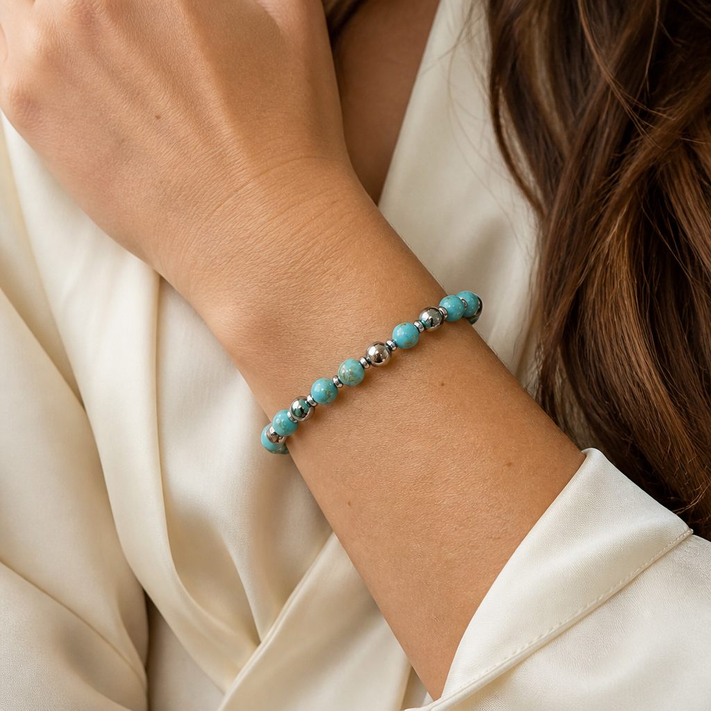 Bracciale a molla Turchese e argento, turchese, argento, foto 1 di 3