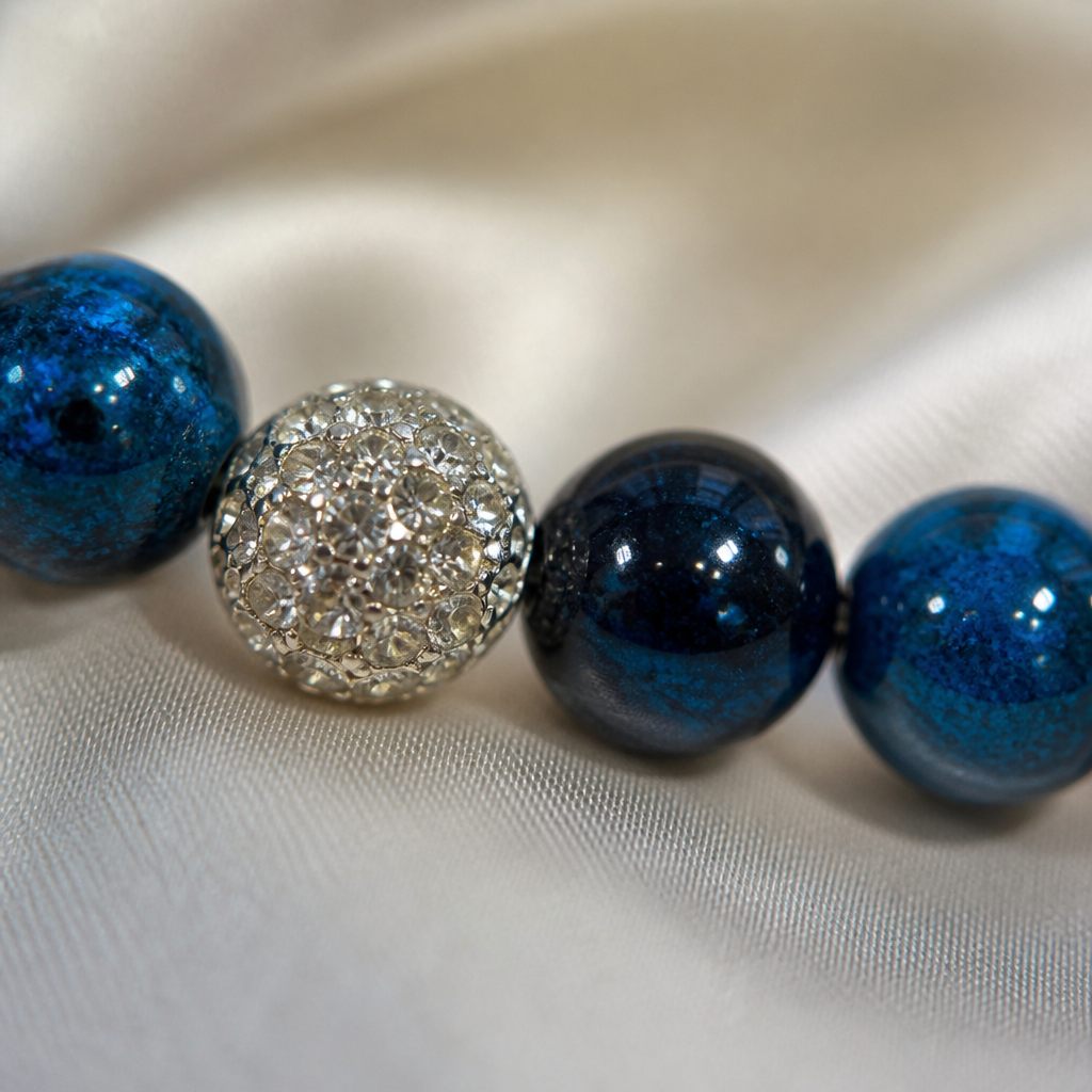 Collana Abisso blu, blu, blu notte, nero, argento, foto 3 di 4