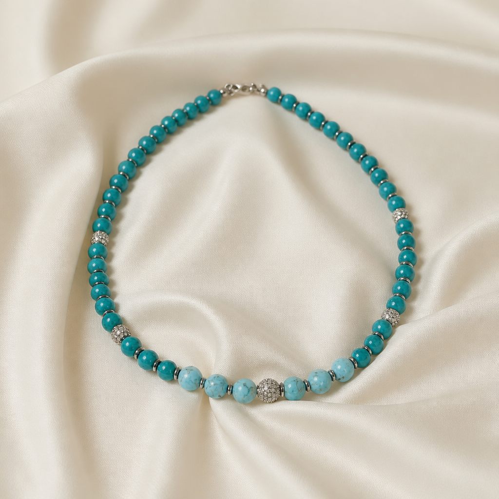 Collana Laguna, turchese, azzurro, argento, foto 2 di 4