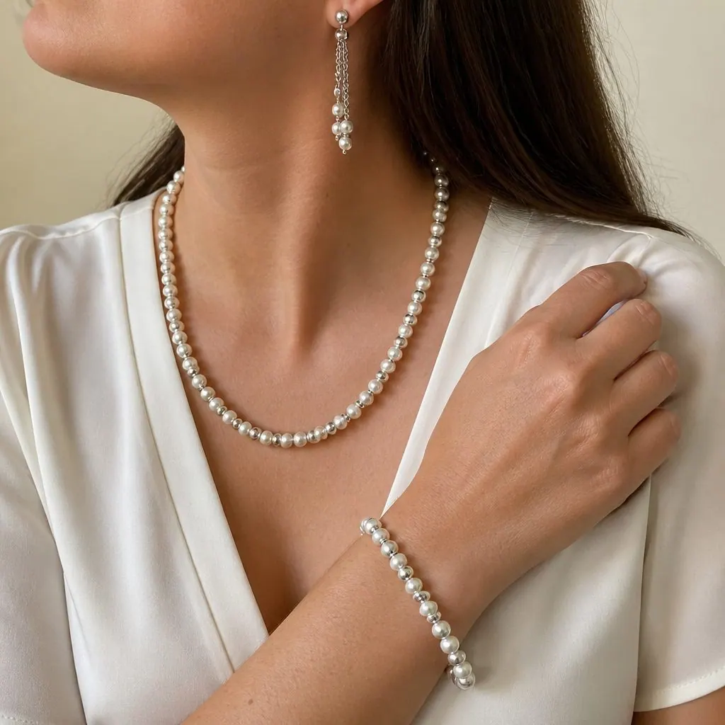 Set Perla classica: collana e bracciale di perle