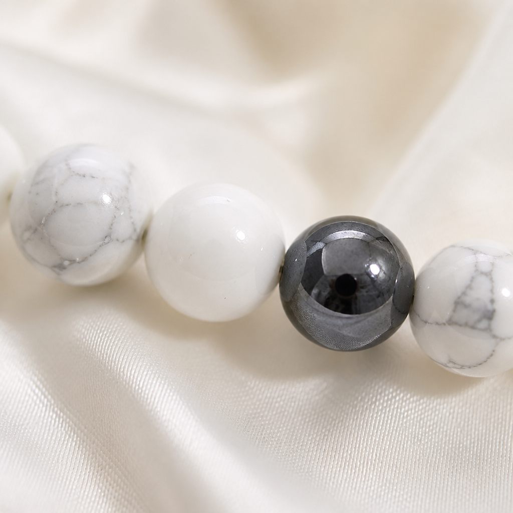 Set collana, bracciale e orecchini Marmo grigio, bianco, grigio antracite, argento, foto 3 di 5