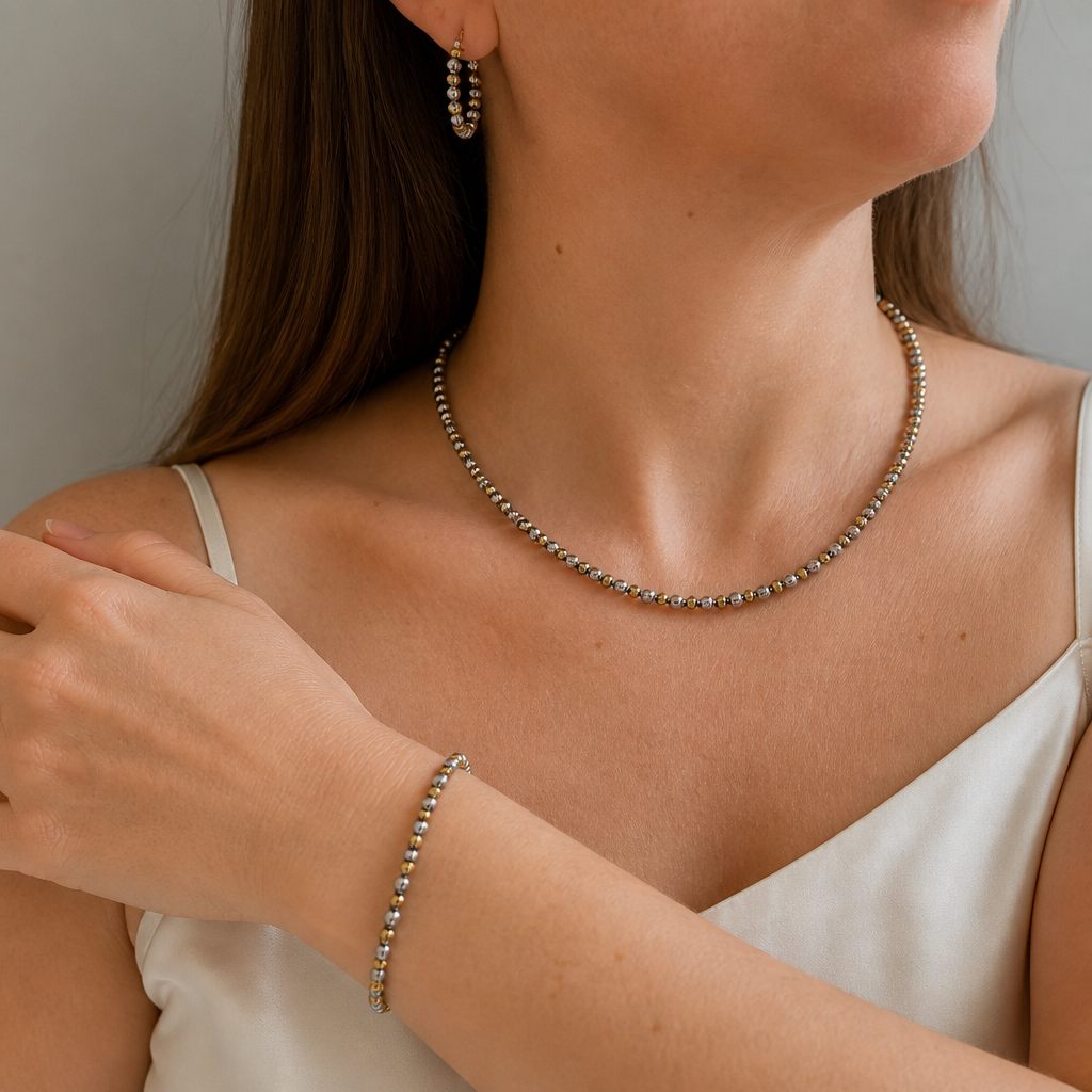 Set collana e bracciale Argento e oro, oro, argento, foto 1 di 5