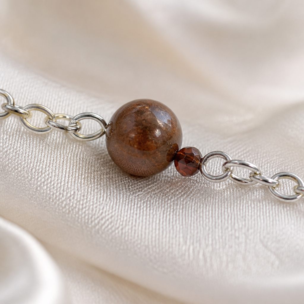 Set collana e orecchini Catena e cacao, argento, marrone, foto 3 di 5