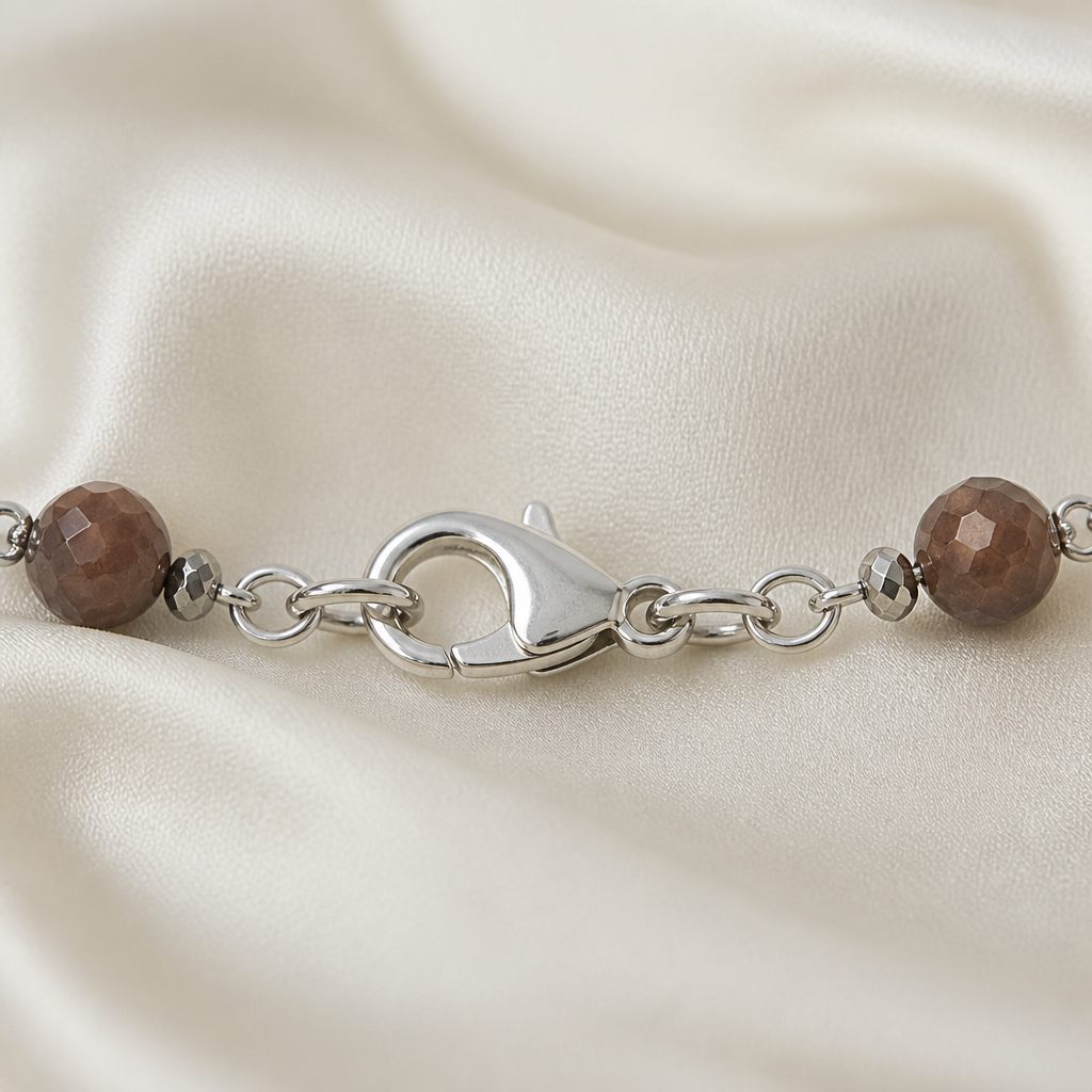 Set collana e orecchini Catena e cacao, argento, marrone, foto 4 di 5