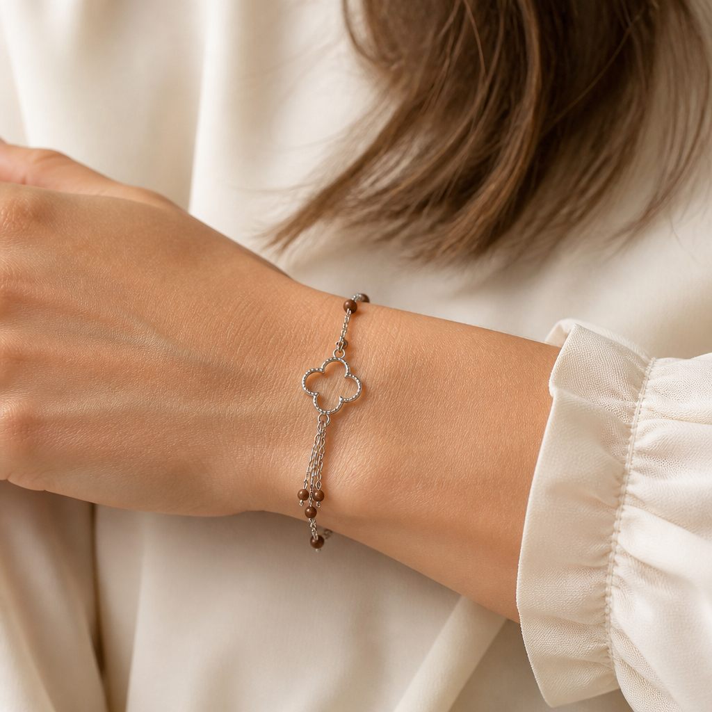 Set collana e orecchini Catena e cacao, argento, marrone, foto 5 di 5