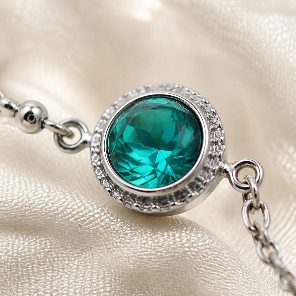 Set collana e orecchini Smeraldo, verde smeraldo, argento, foto 3 di 5